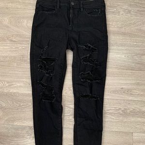 High-Waisted Black Ripped Skinny Jeans
